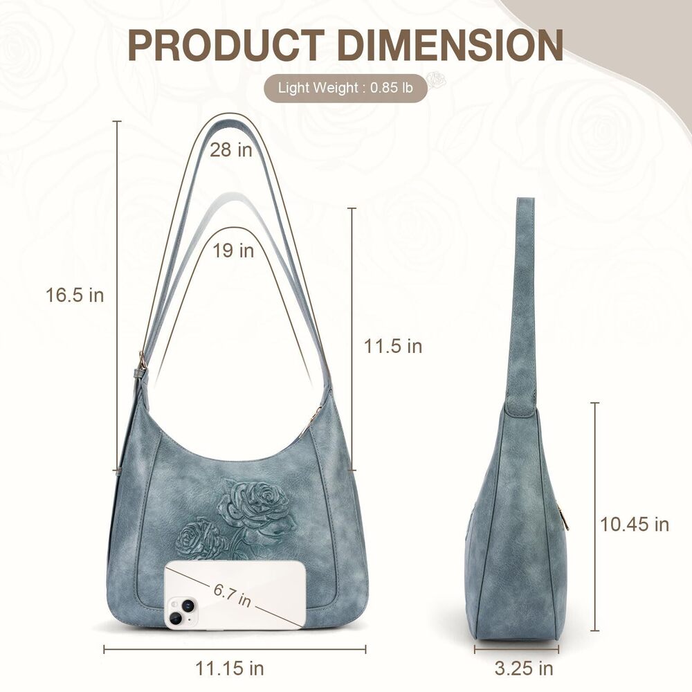 8226 Shoulder Bag , Vegan Leather Hobo Purse Trendy Small Handbag Top - Picture 3 of 6
